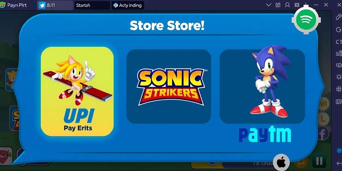 Sonic Strikers in-game store showing Indian payment options like UPI and Paytm
