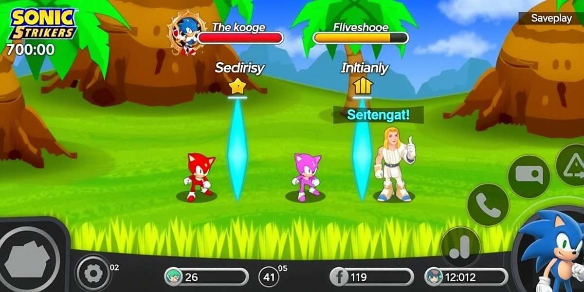 Sonic Strikers main gameplay screen showing team battle with Indian-themed characters